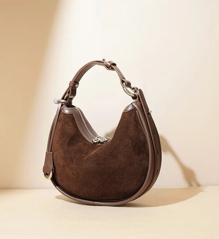 Chic Frosted Suede Leather Minimalist Shoulder Purse