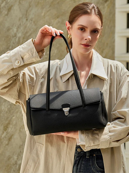 Aura Genuine Leather Lock-Clasp Envelope Bag