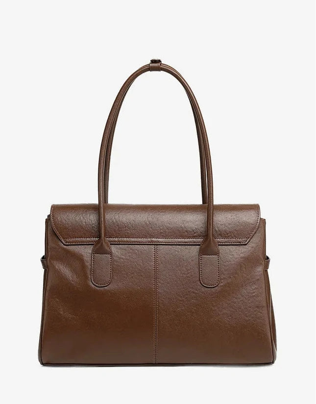 Aura Genuine Leather Side-Buckle Vintage Tote