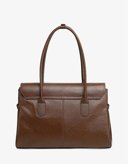 Aura Genuine Leather Side-Buckle Vintage Tote
