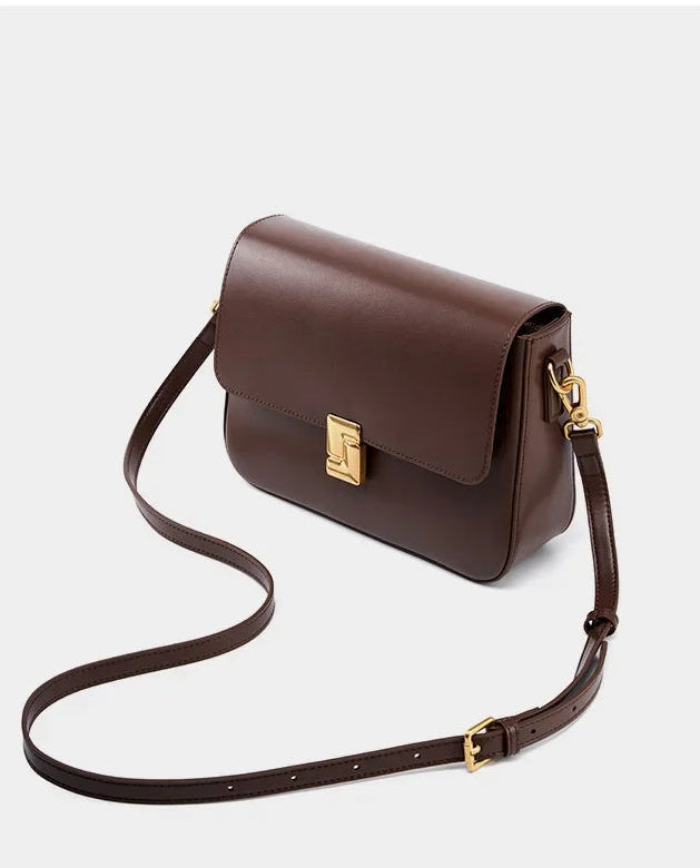 Aura Genuine Leather Luxury Small Square Crossbody Bag