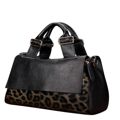 Exquisite Genuine Leather Tiger Pattern Tote Handbag