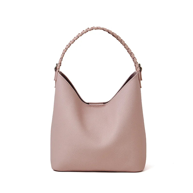 Lyra Artisan Genuine Leather Hand-Woven Accent Tote