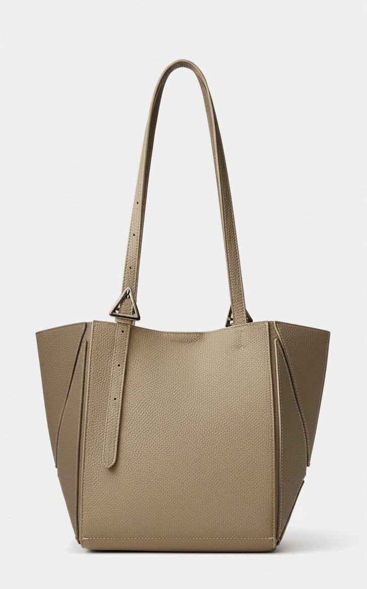 Aura Genuine Leather Geometric Winged Tote