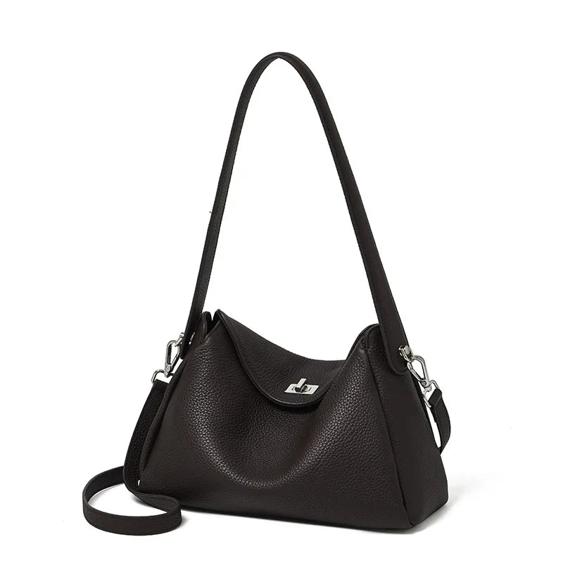 Vesper Genuine Leather Turn-Lock Contour Hobo