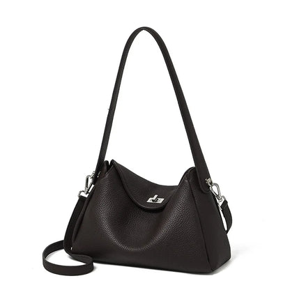 Vesper Genuine Leather Turn-Lock Contour Hobo