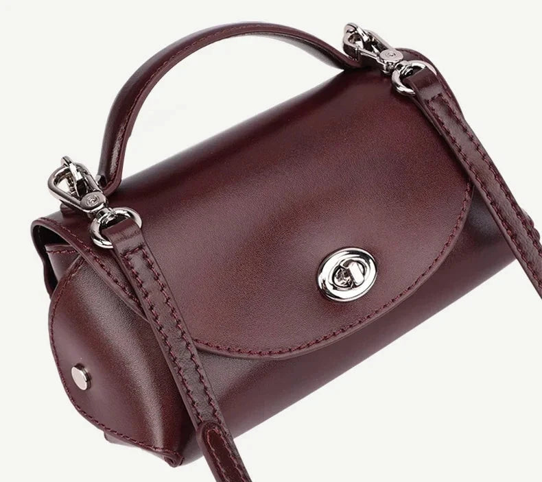 Aura Genuine Leather Turn-Lock Mini Satchel