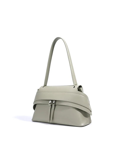Aura Genuine Leather Twin-Zip Flap Shoulder Bag