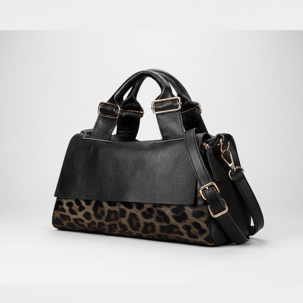 Exquisite Genuine Leather Tiger Pattern Tote Handbag