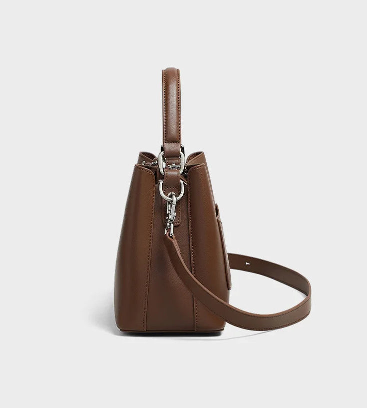 Vanguard Genuine Leather Sculptural Bucket Bag