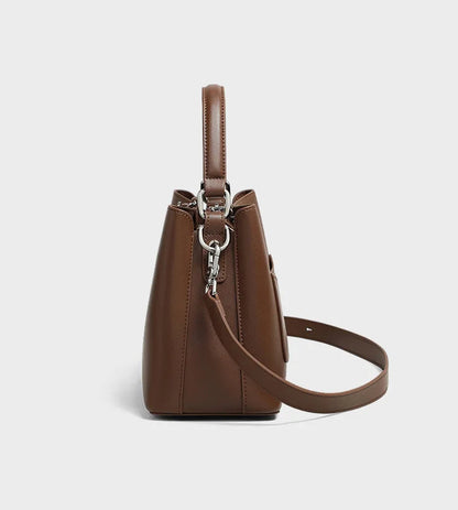 Vanguard Genuine Leather Sculptural Bucket Bag