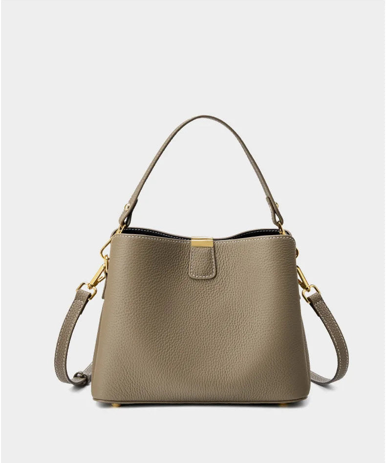 Elite Top Grain Genuine Leather Large Capacity Bucket Bag