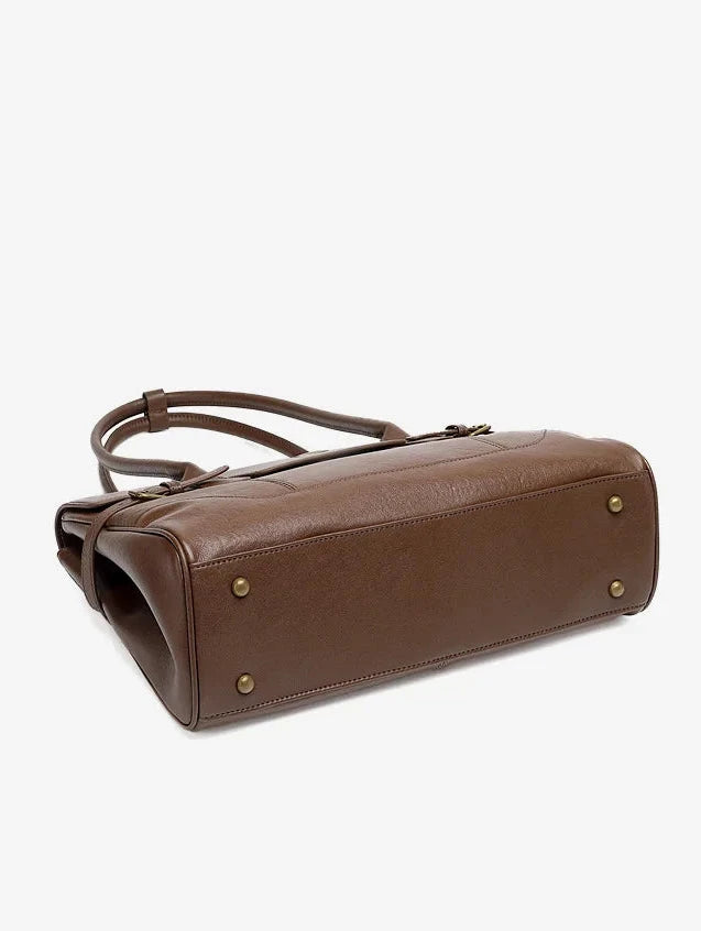 Aura Genuine Leather Side-Buckle Vintage Tote