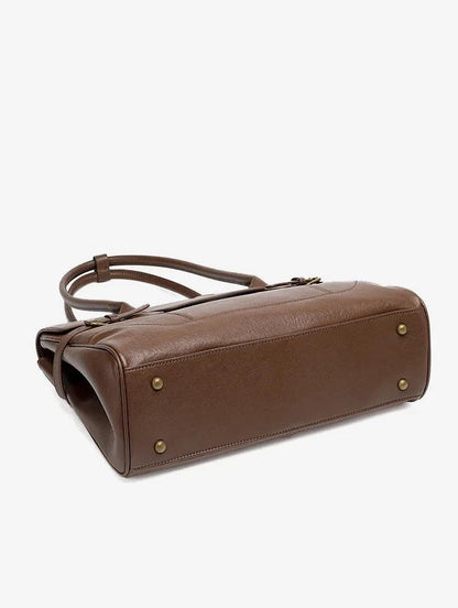 Aura Genuine Leather Side-Buckle Vintage Tote