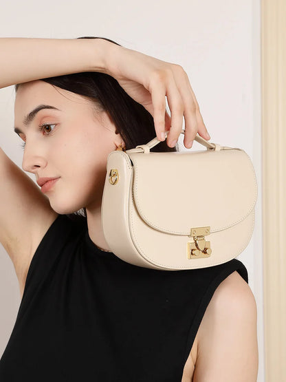 Aura Genuine Leather Top-Handle Saddle Bag