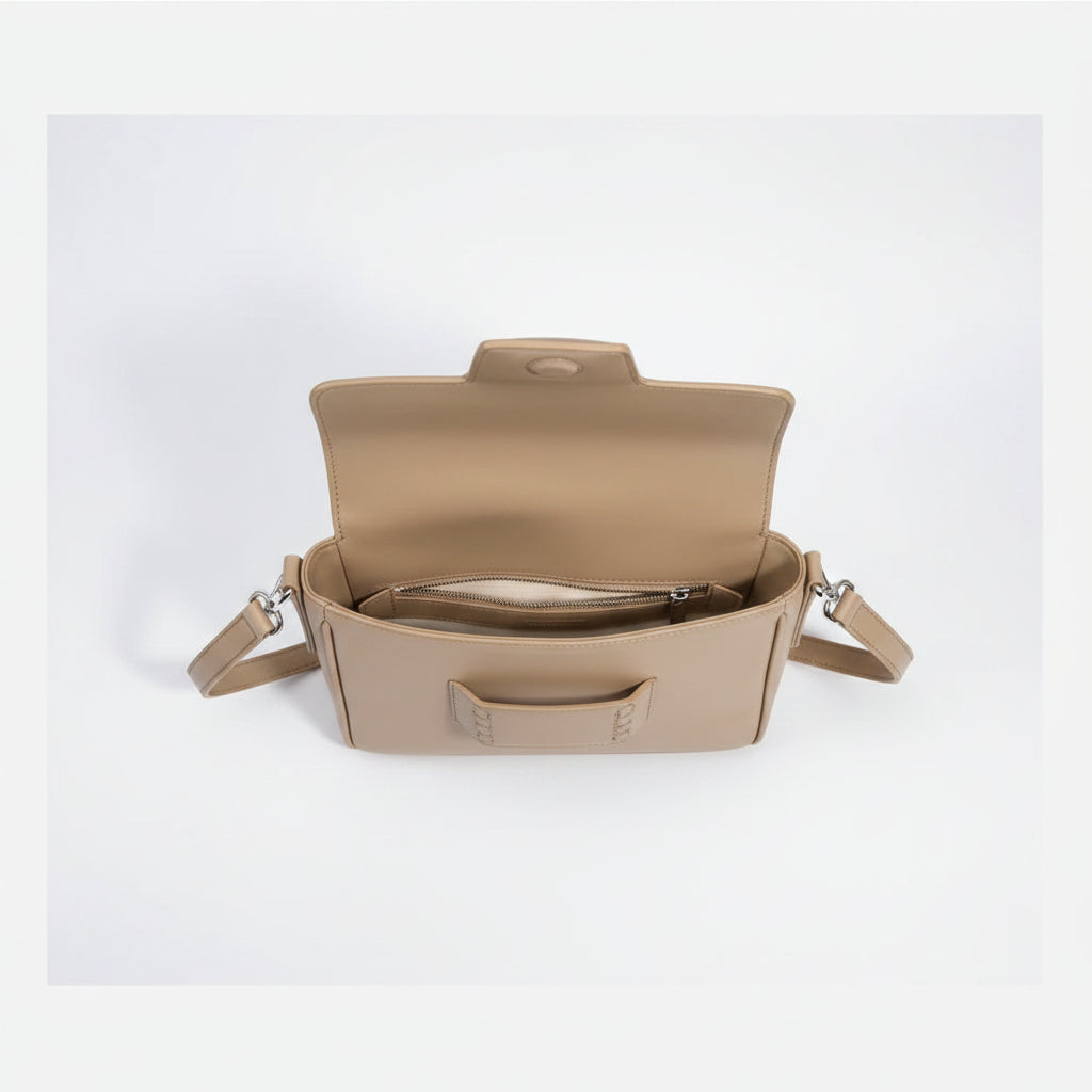 Genuine Leather Flap Crossbody Bag