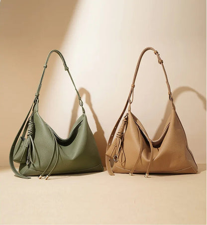 Premium Genuine Leather Chic Designer Tote and Small Purse Set
