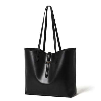 Serene Top Grain Leather Minimalist Oversized Shoulder Bag