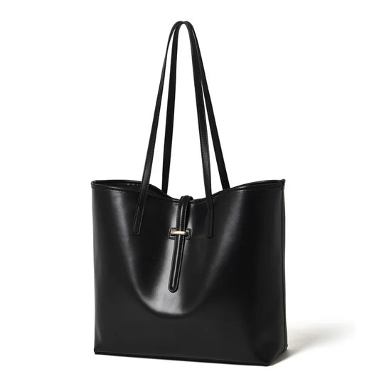 Serene Top Grain Leather Minimalist Oversized Shoulder Bag