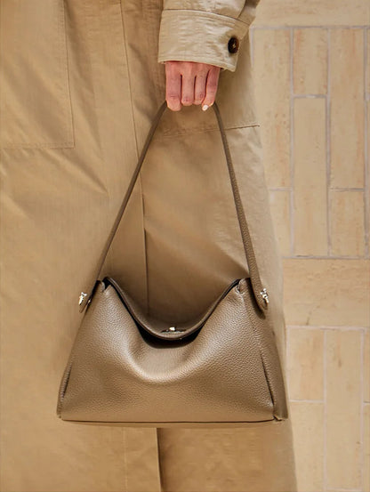 Vesper Genuine Leather Turn-Lock Contour Hobo
