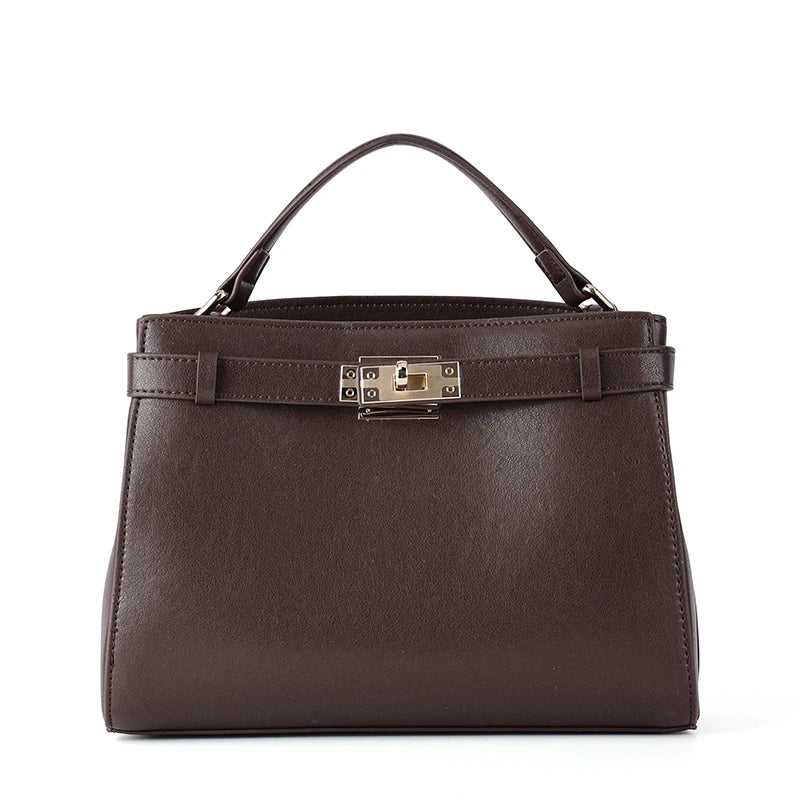 Genuine Leather Luxury Wide Strap Shoulder Bag