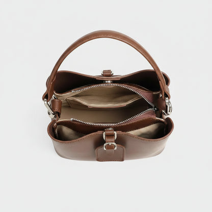 Vanguard Genuine Leather Sculptural Bucket Bag