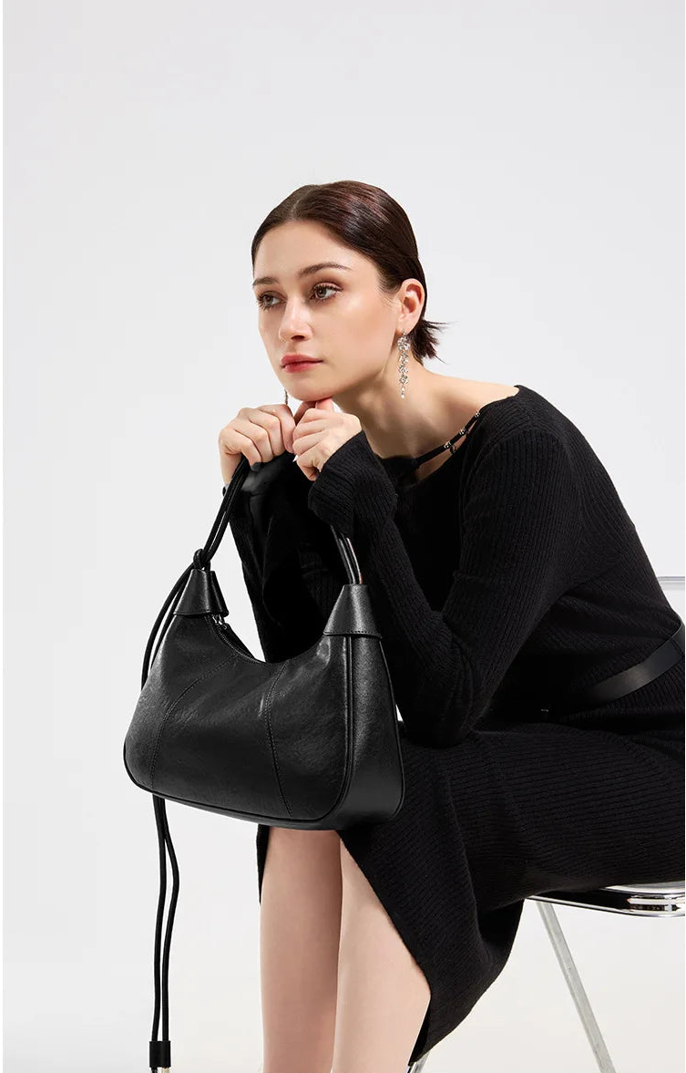 Genuine Leather Vintage Dumpling Shoulder Bag