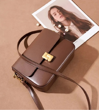 Aura Genuine Leather Luxury Small Square Crossbody Bag
