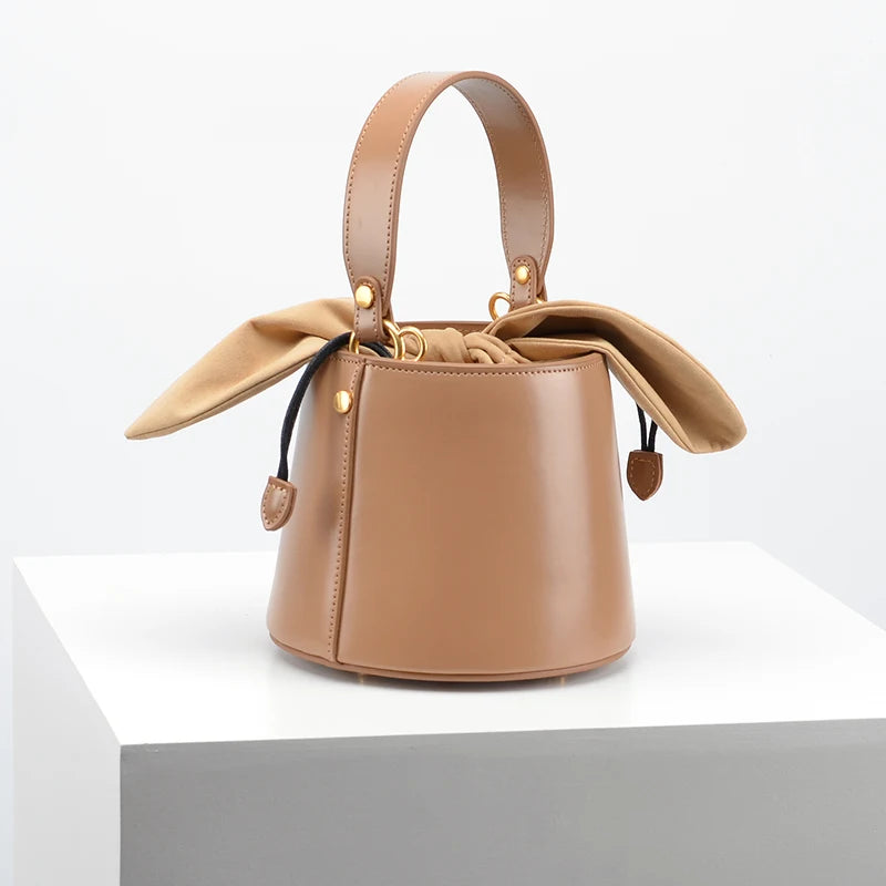 Artisanal Bow Knot Cowhide Bucket Bag