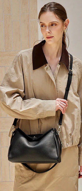 Vesper Genuine Leather Turn-Lock Contour Hobo