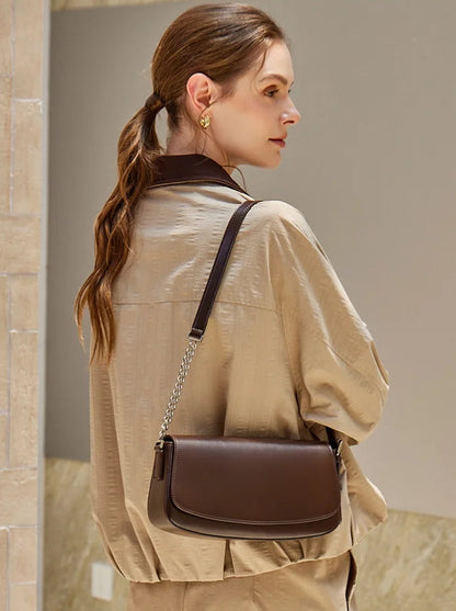 Nova Genuine Leather Asymmetric Strap Underarm Bag