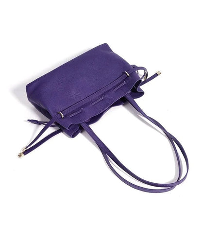 Stellar Genuine Leather Drawstring Pleated Tote