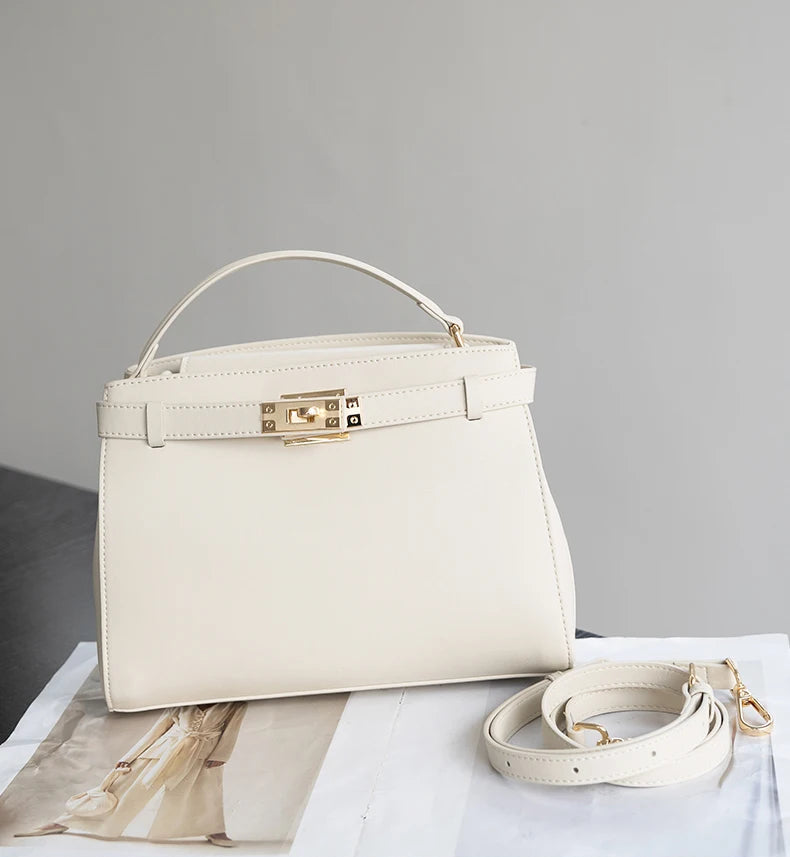Genuine Leather Luxury Wide Strap Shoulder Bag