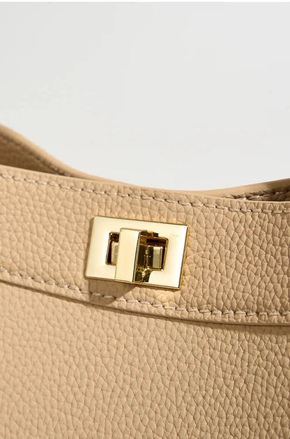 Refined Genuine Leather Signature Bucket Bag
