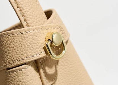 Refined Genuine Leather Signature Bucket Bag