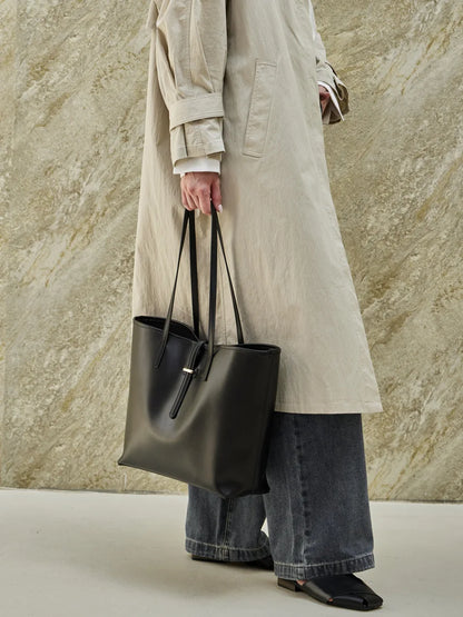 Serene Top Grain Leather Minimalist Oversized Shoulder Bag