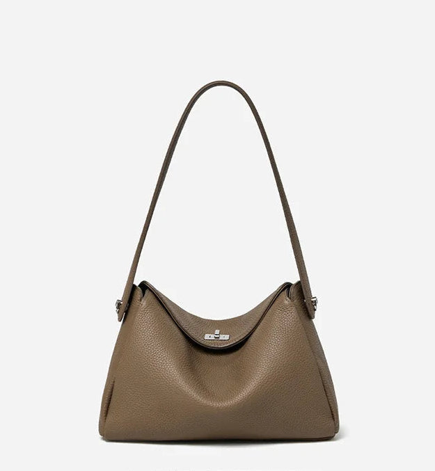 Vesper Genuine Leather Turn-Lock Contour Hobo