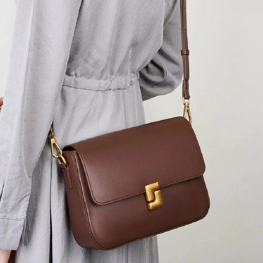 Aura Genuine Leather Luxury Small Square Crossbody Bag