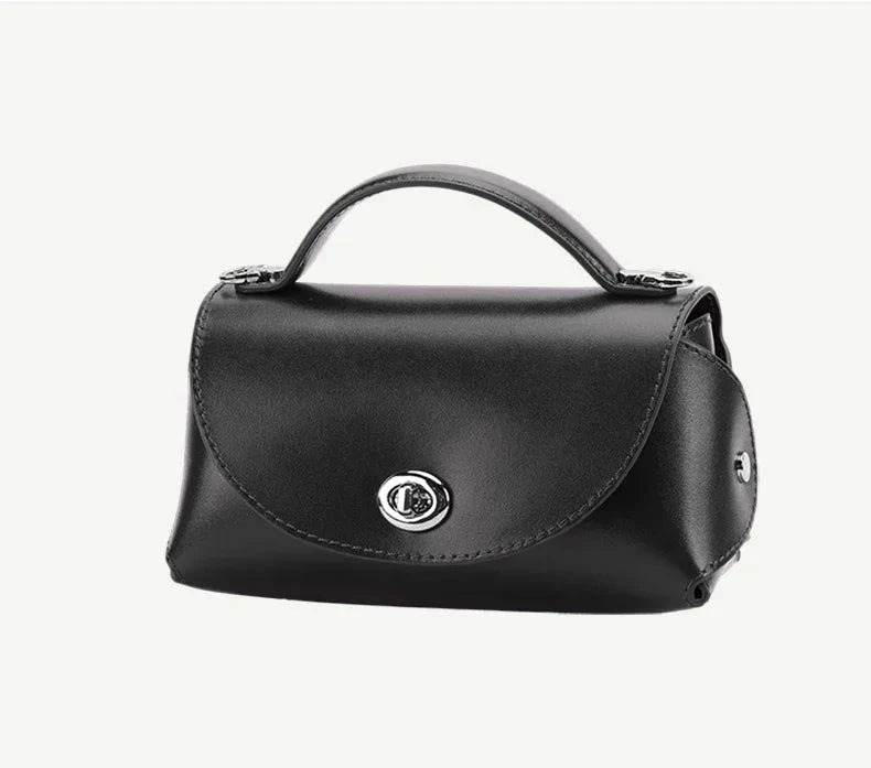 Aura Genuine Leather Turn-Lock Mini Satchel