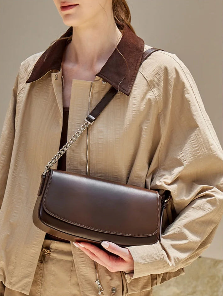 Nova Genuine Leather Asymmetric Strap Underarm Bag