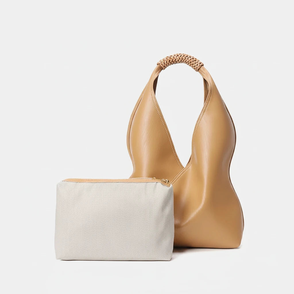 Aura Genuine Leather Asymmetric Sculptural Hobo