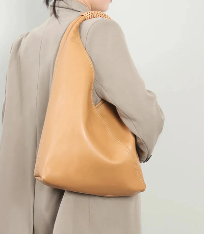 Aura Genuine Leather Asymmetric Sculptural Hobo