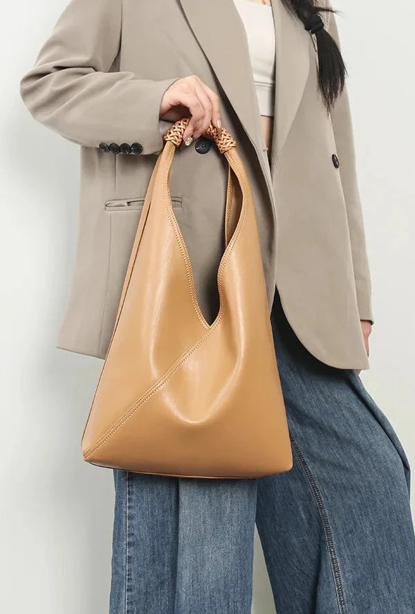 Aura Genuine Leather Asymmetric Sculptural Hobo
