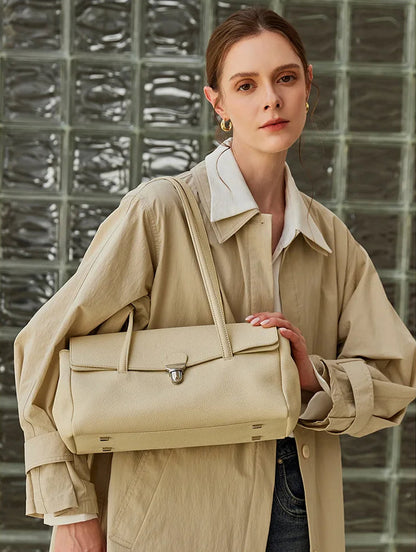 Aura Genuine Leather Lock-Clasp Envelope Bag