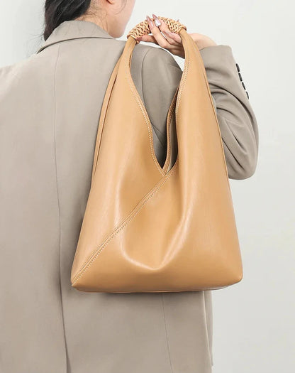 Aura Genuine Leather Asymmetric Sculptural Hobo