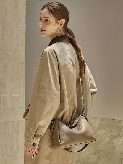Vesper Genuine Leather Turn-Lock Contour Hobo