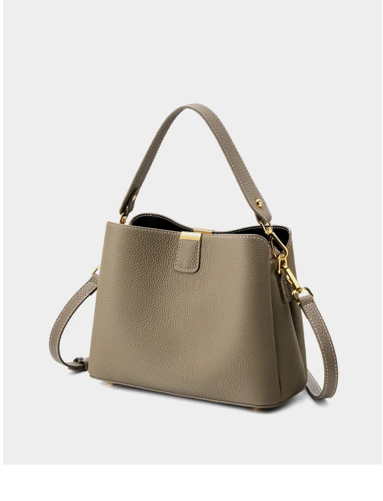 Elite Top Grain Genuine Leather Large Capacity Bucket Bag