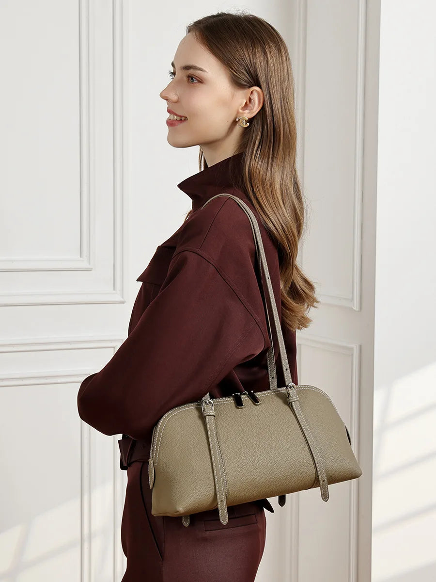 Orb Artisan Genuine Leather Contour Shoulder Bag