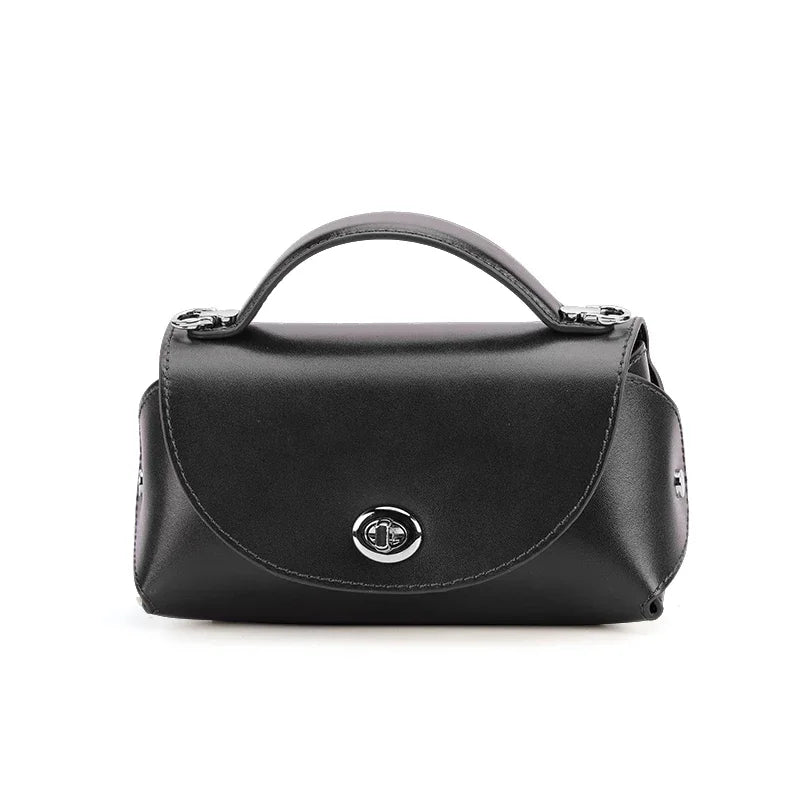 Aura Genuine Leather Turn-Lock Mini Satchel