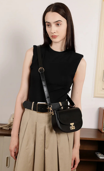 Aura Genuine Leather Top-Handle Saddle Bag